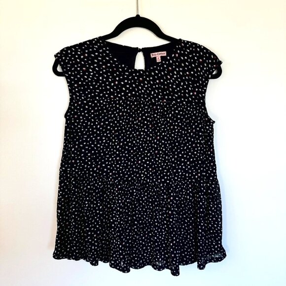 Juicy Couture Tops - Juicy Couture Tiered Ruffle Sleeveless Polka Dot Blouse Size M